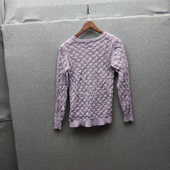 Lands End Womens Drifter Cable Knit Sweater XS Light Purple 100% Cotton Long Sle - Picture 5 of 5